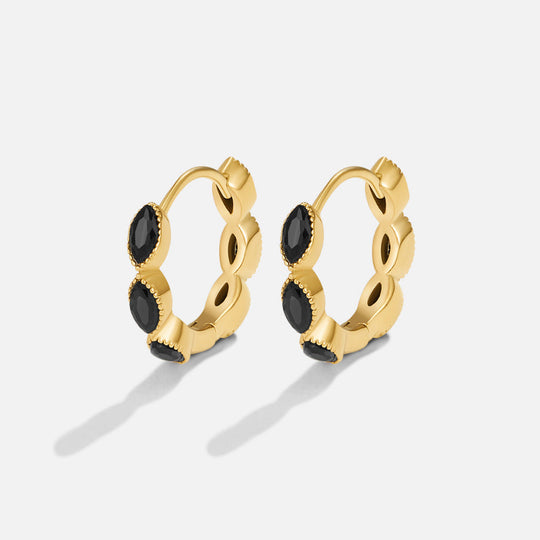 Boucles d'oreilles créoles Onyx Tiny