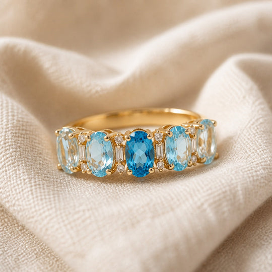 Bague en Acier Inoxydable avec Accent Alterné Ovale