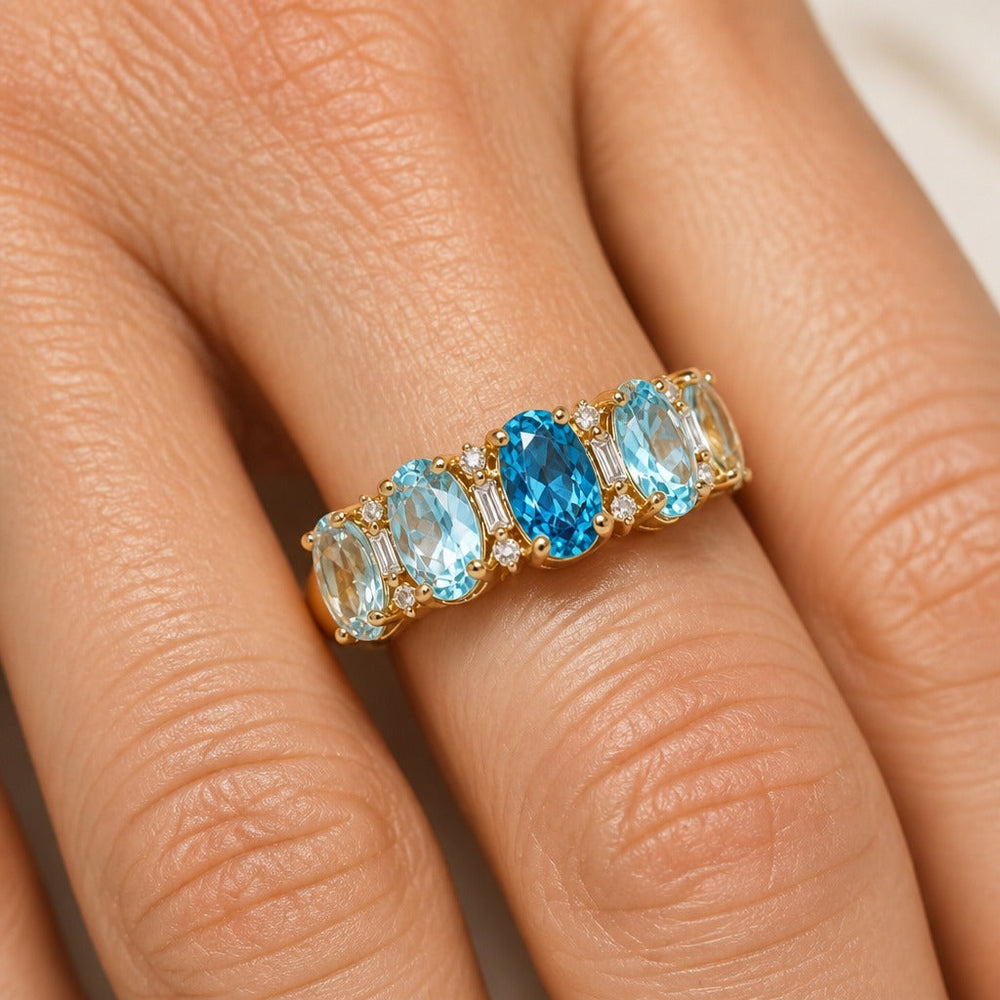 Bague en Acier Inoxydable avec Accent Alterné Ovale