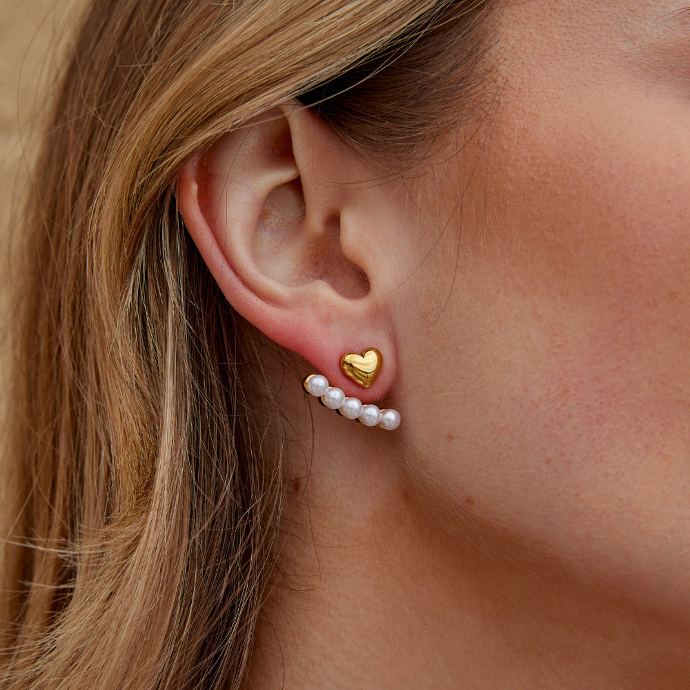 Boucles d'oreilles Romance Perle & Cœur