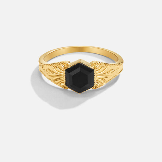 Bague en Onyx Noir Phoenix