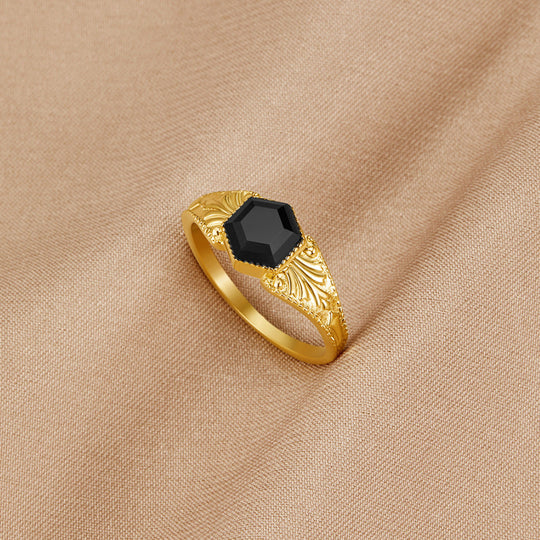 Bague en Onyx Noir Phoenix