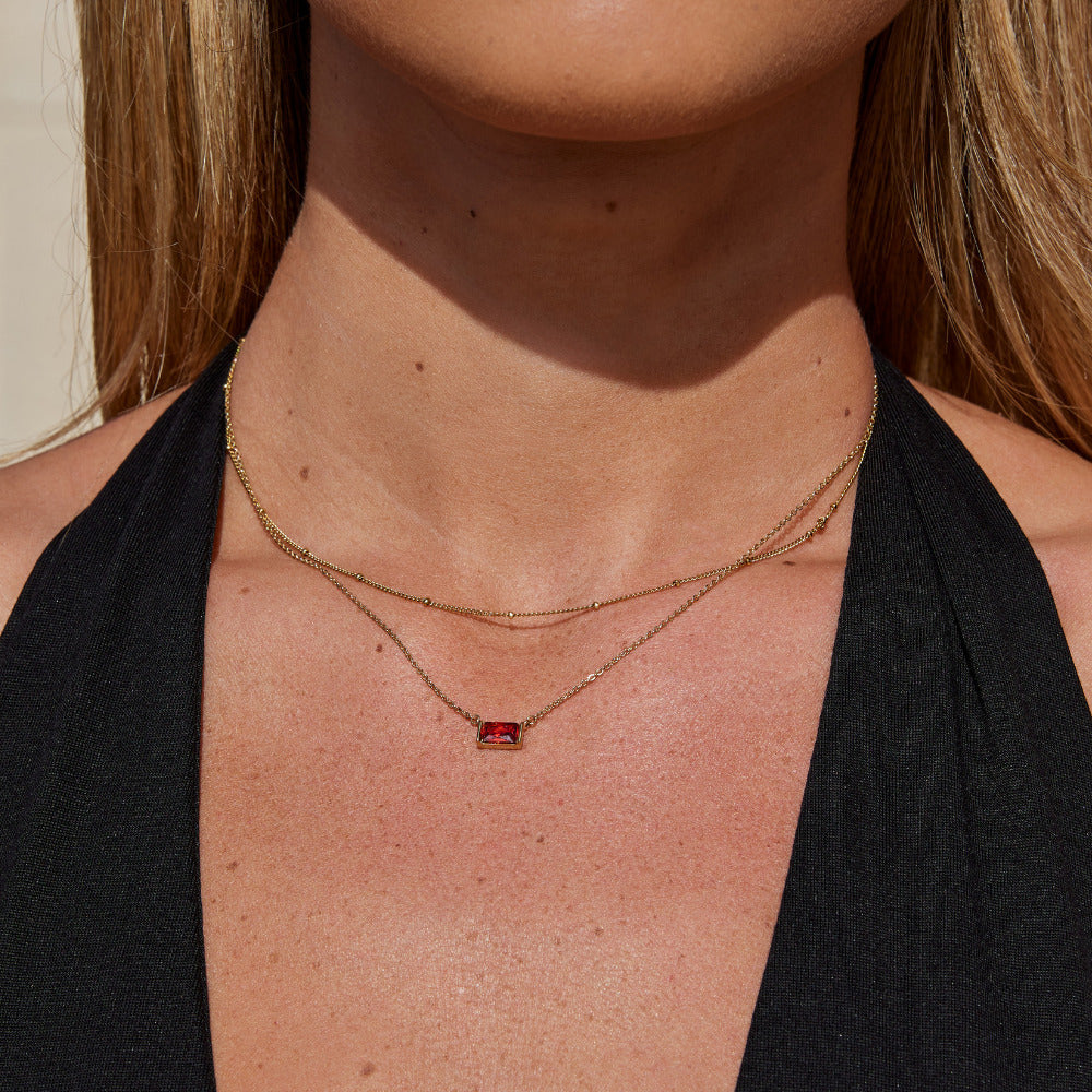 Collier Baguette en Rubis