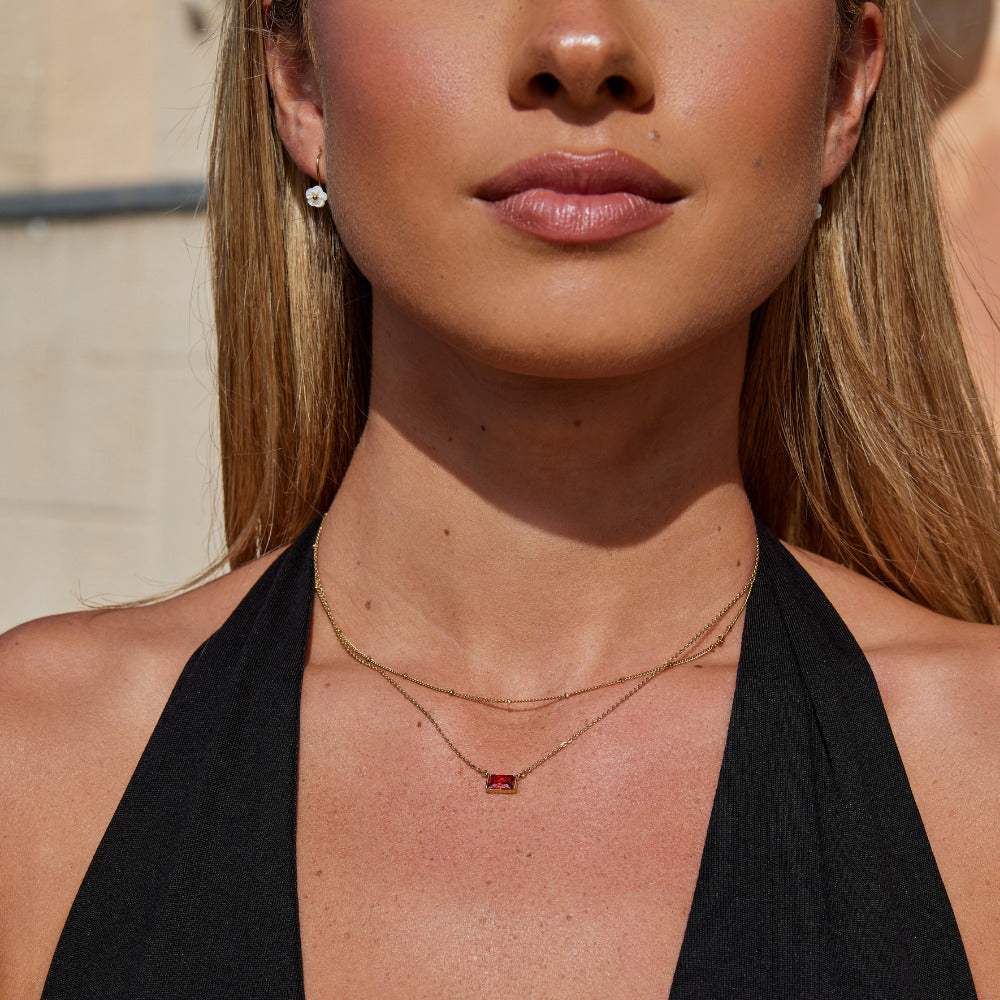 Collier Baguette en Rubis