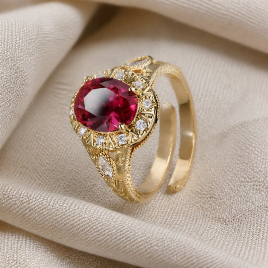 Bague Déclaration Nœud Halo en Rubis