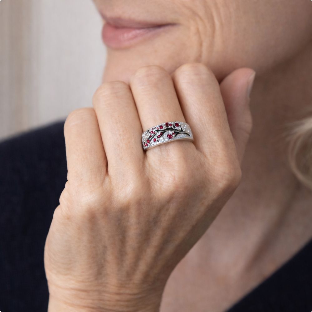 Bague Arbre de Fleurs Rubis