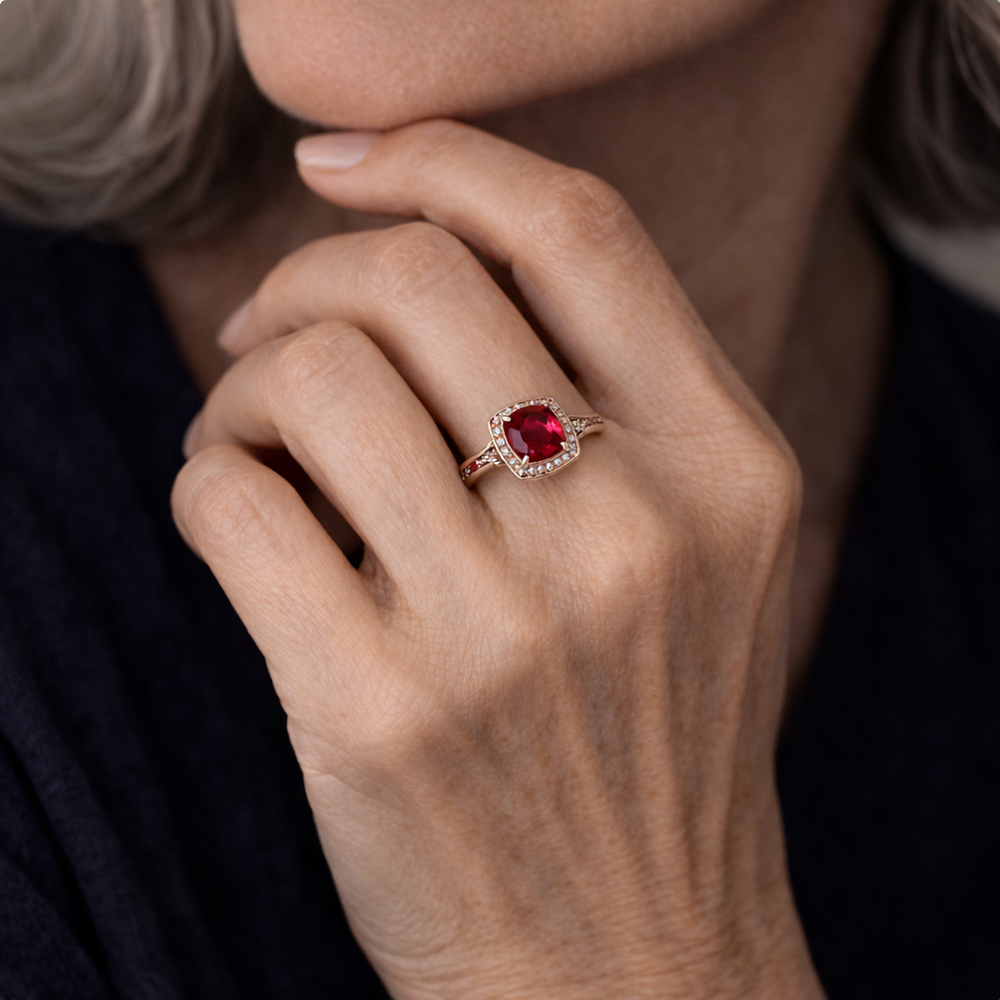 Bague Énonciatrice Ruby Halo