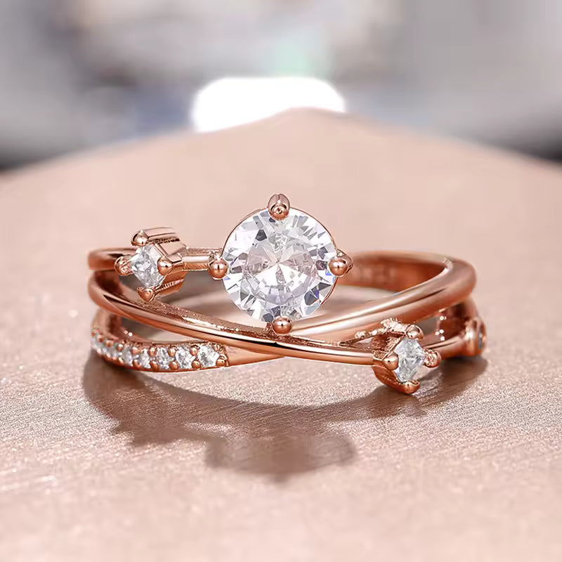 Bague en Zirconium Or Blanc Ciel Étoilé