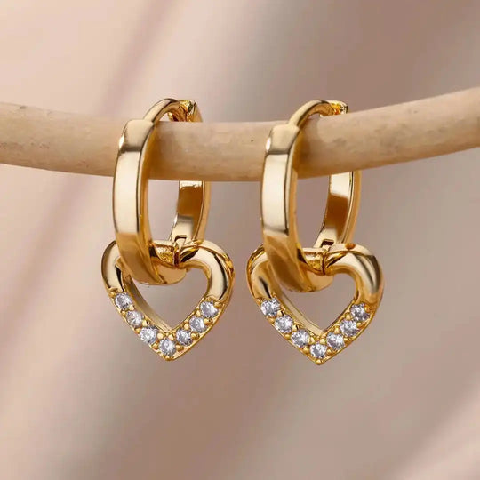 Boucles d'oreilles en zirconium en forme de cœur creux