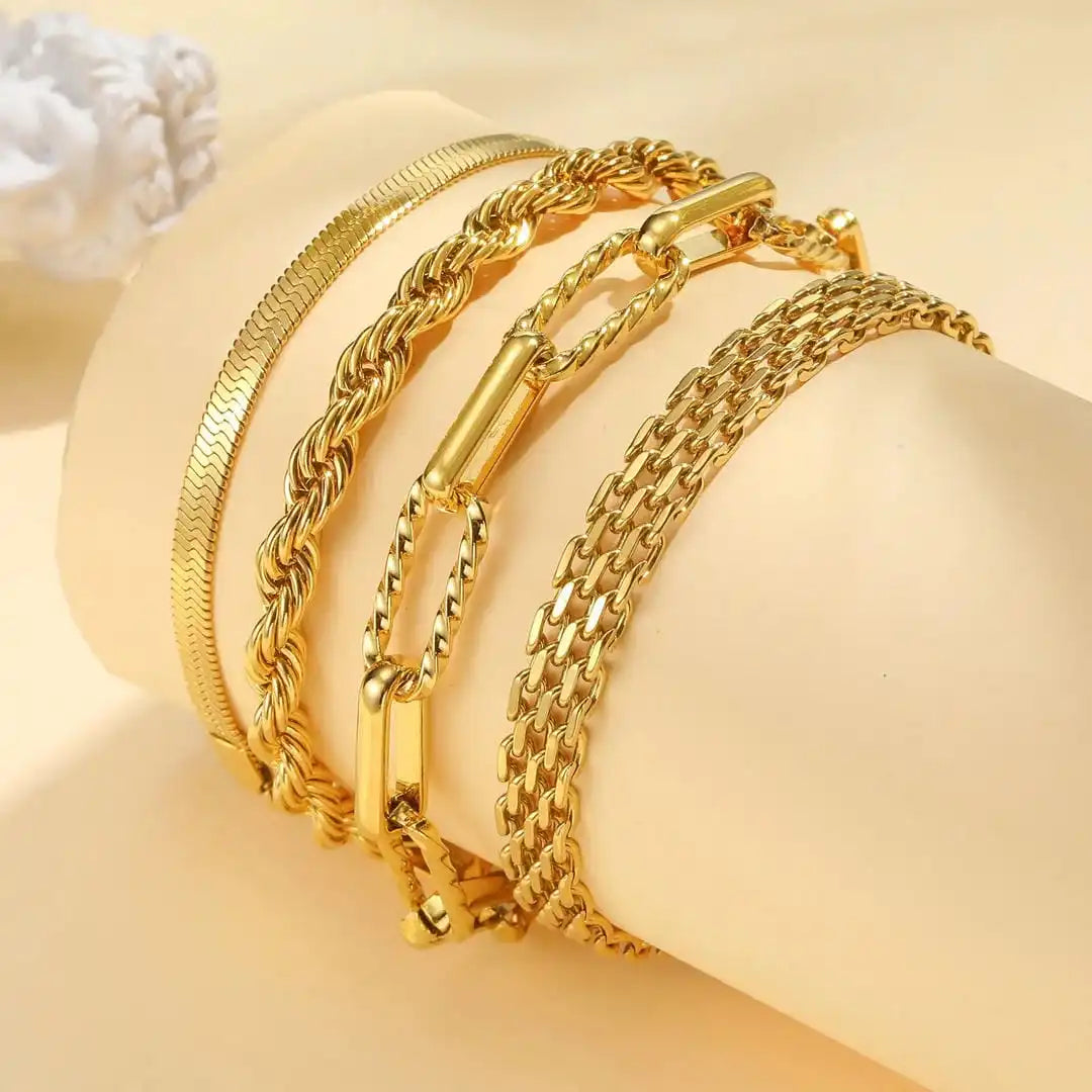 Bracelet Empilable Ensemble Perles Dorées
