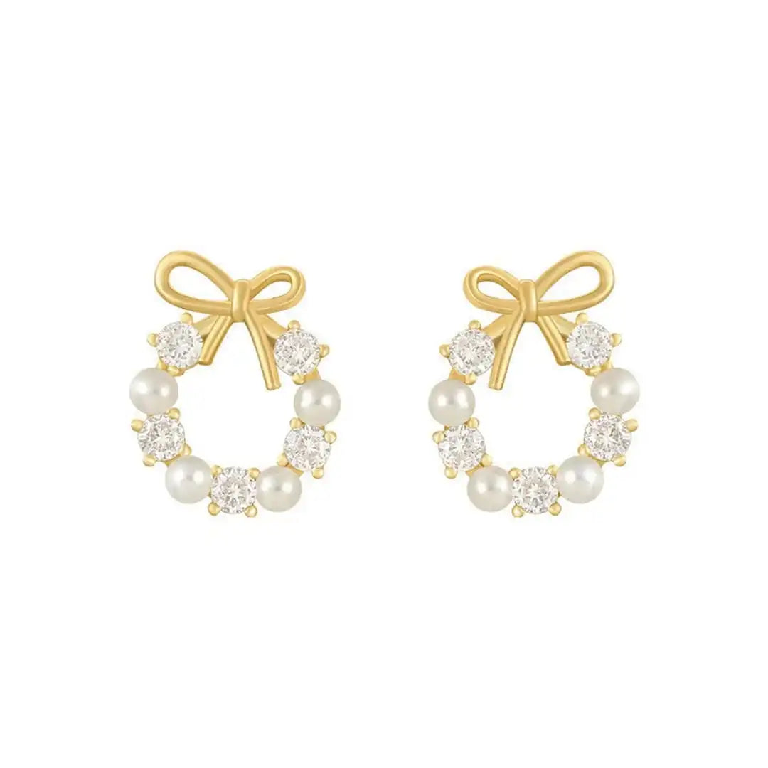 Boucles d'oreilles clous en perles en forme de nœud