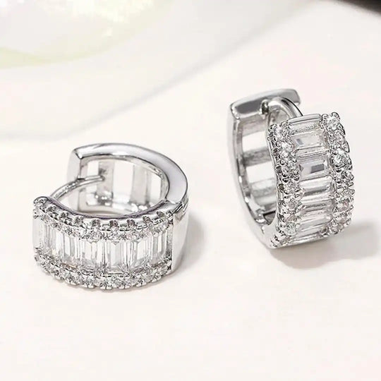 Boucles d'oreilles créoles Mini Baguette Zirconia