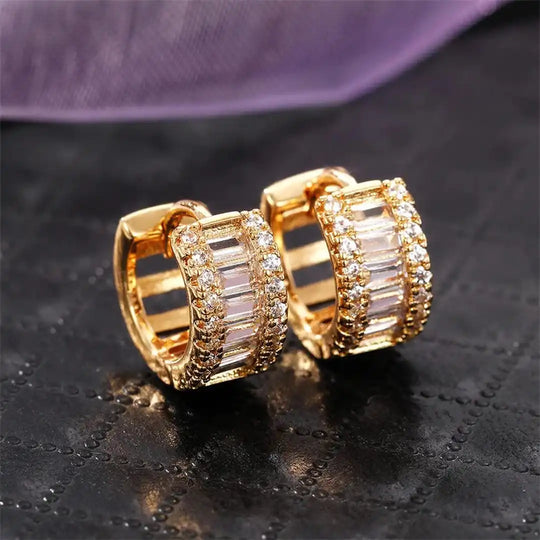 Boucles d'oreilles créoles Mini Baguette Zirconia