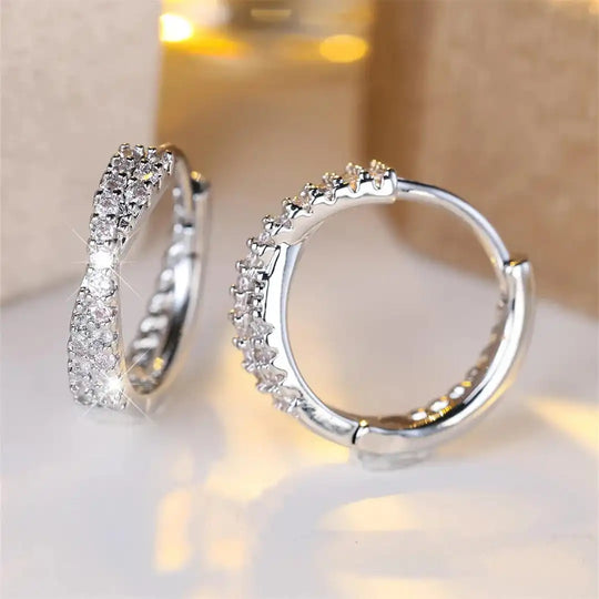 Boucles d'oreilles créoles en zirconium vintage