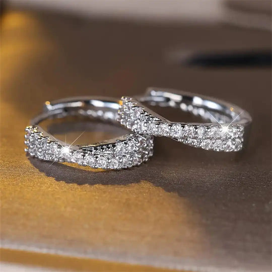 Boucles d'oreilles créoles en zirconium vintage
