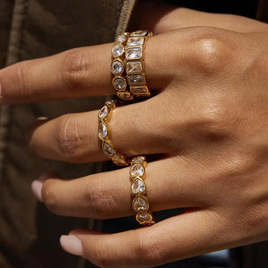 Ensemble de Bagues Zirconia Baguette Variété