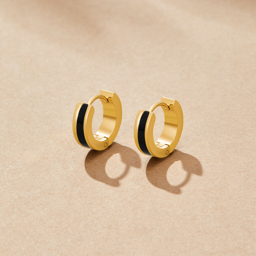 Boucles d'oreilles créoles noires Leigh
