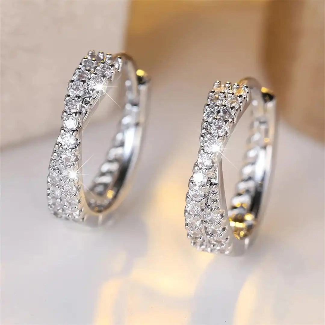 Boucles d'oreilles créoles en zirconium vintage