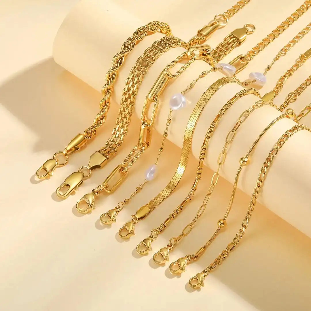 Bracelet Empilable Ensemble Perles Dorées