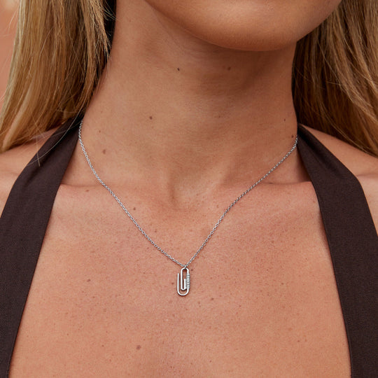 Collier en Argent avec Trombone en Cristal