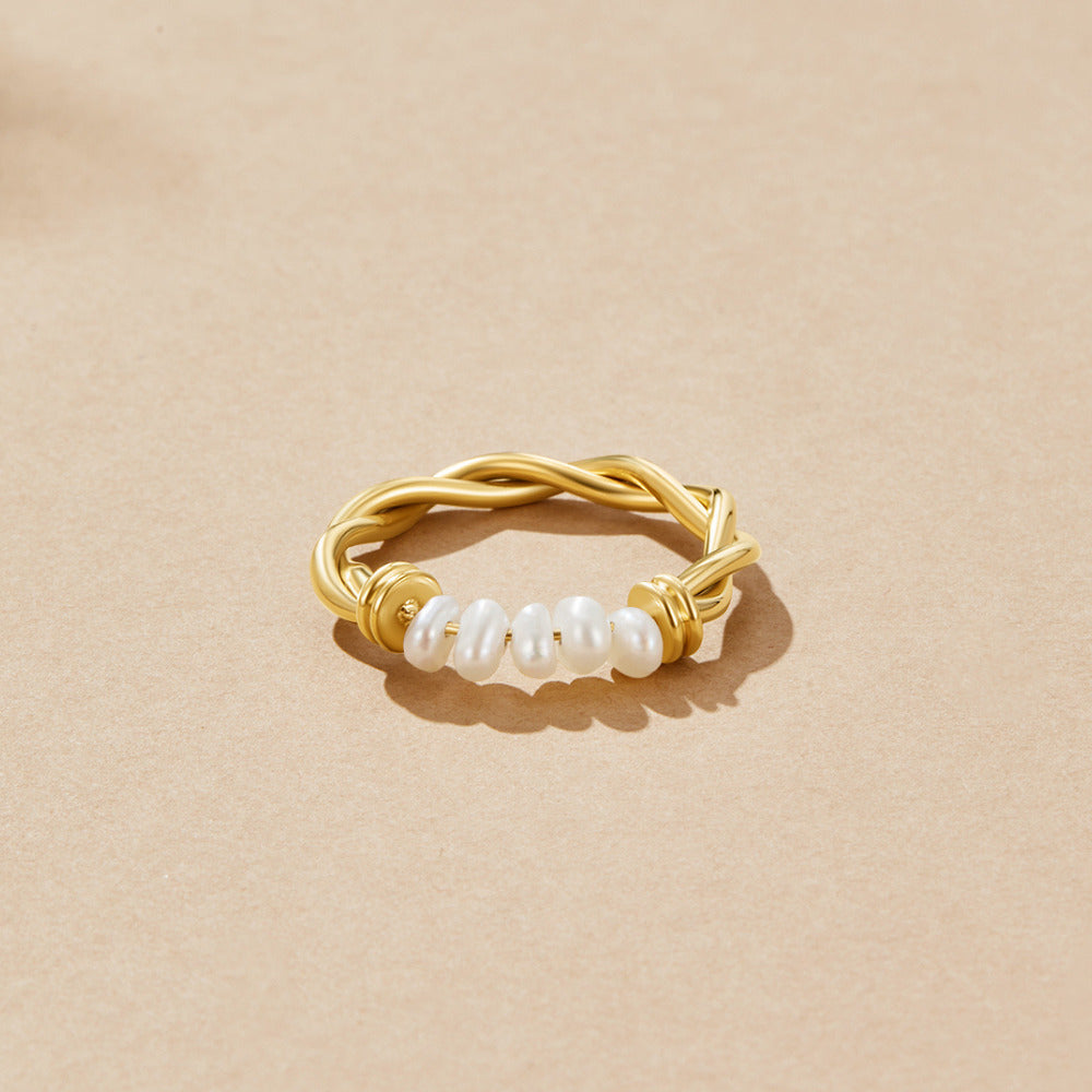 Bague en Perles d'Eau Douce Classique Tordue