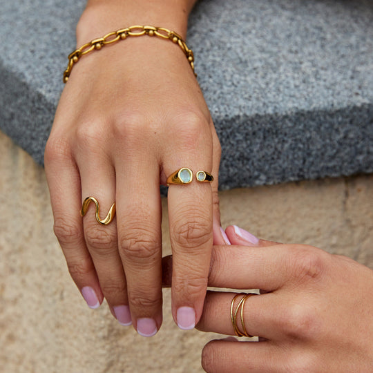 Bague Enveloppante Vintage en Aigue-Marine