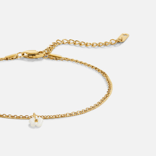 Bracelet de cheville en couches avec coquillage blanc