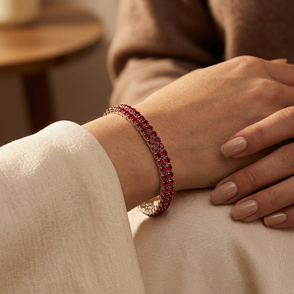 Bracelet de Tennis en Rubis Argenté