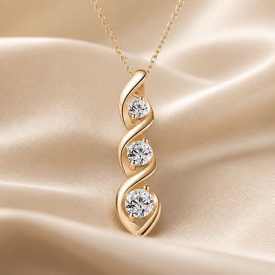 Collier en or blanc avec pendentif en forme d'infini et zircons