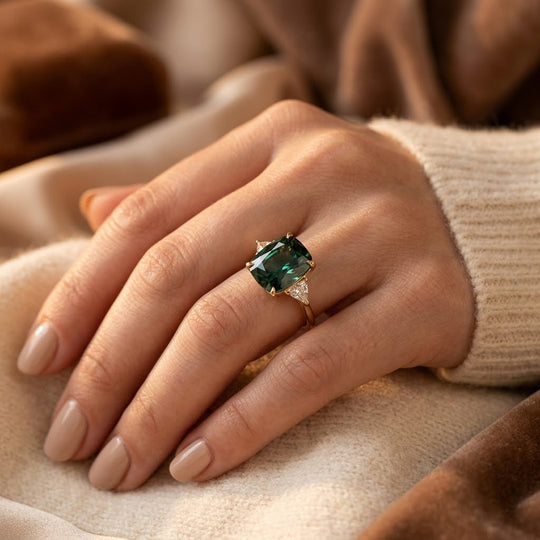 Bague Solitaire en Or Émeraude