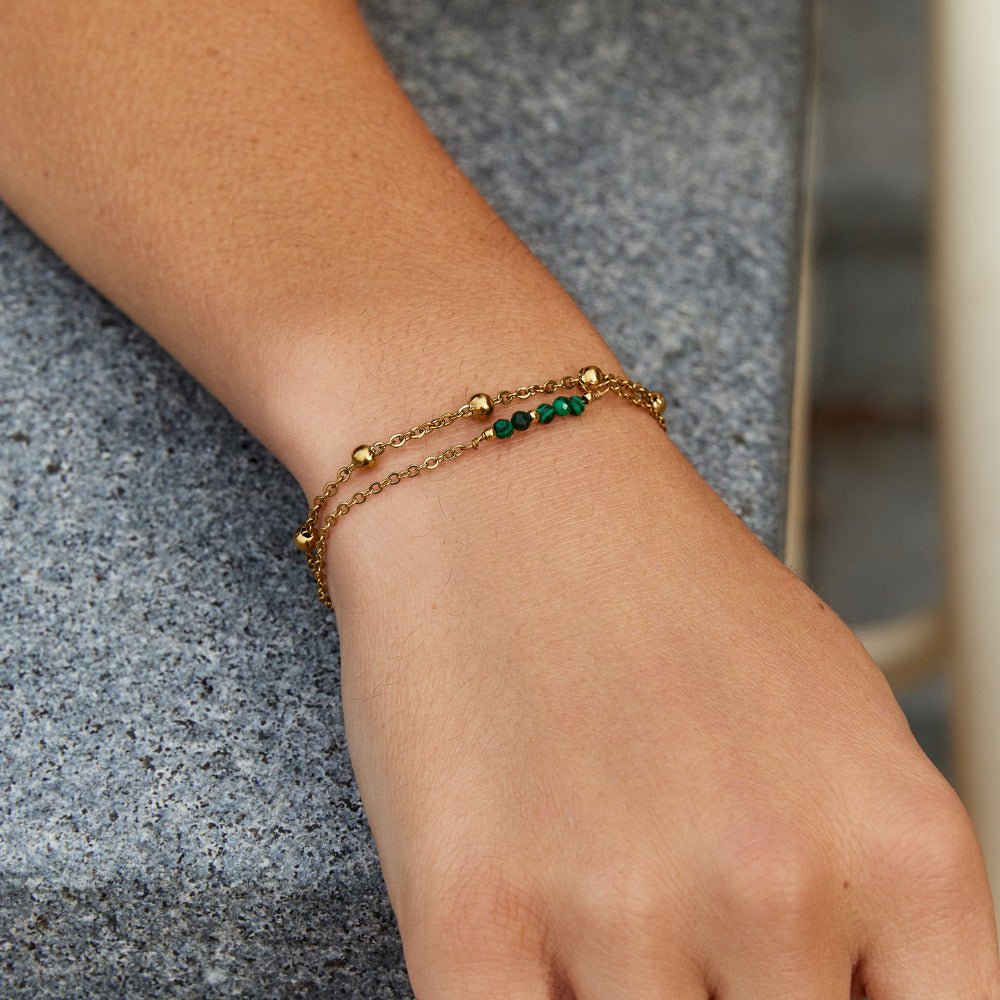 Bracelet en perles de malachite verte Alfa