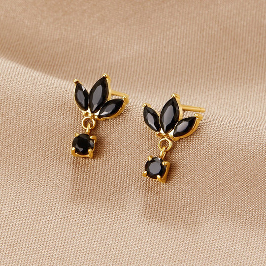 Boucles d'oreilles Amara Black Crystal Bloom