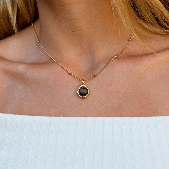 Collier Pendentif en Pierre Ambre