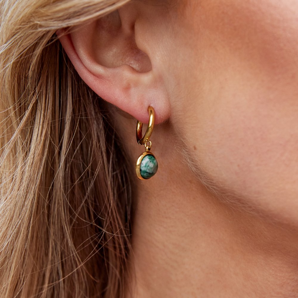 Boucles d'oreilles en pierre verte Amelia