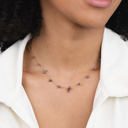 Collier en perles de cristal d'améthyste