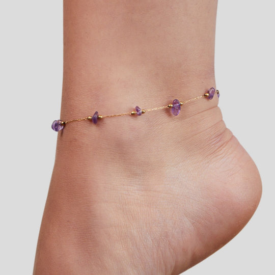 Bracelet de cheville en améthyste