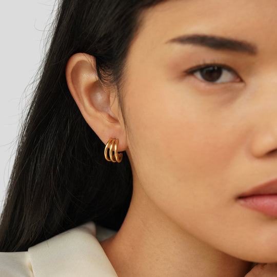 Boucles d'oreilles créoles Anaya Triple Or