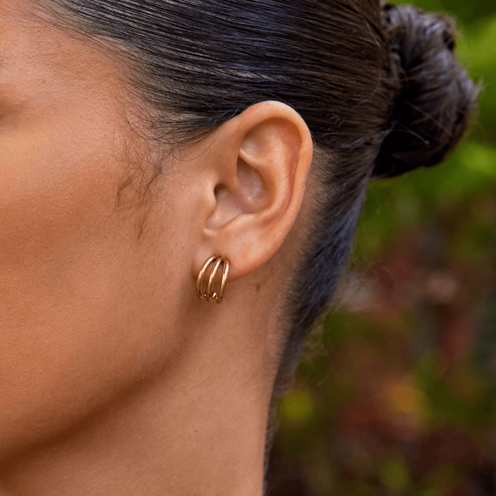 Boucles d'oreilles créoles Anaya Triple Or