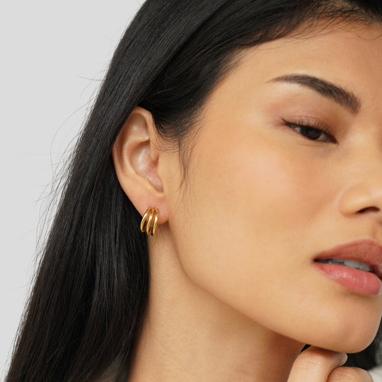 Boucles d'oreilles créoles Anaya Triple Or