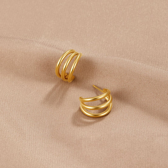 Boucles d'oreilles créoles Anaya Triple Or