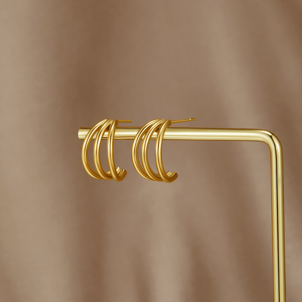 Boucles d'oreilles créoles Anaya Triple Or