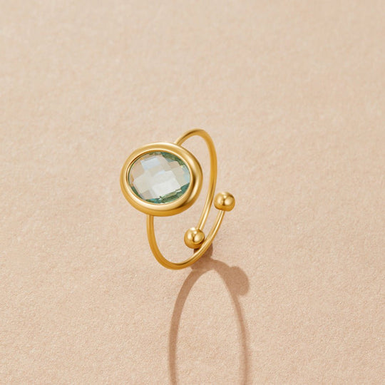 Bague Ajustable en Or avec Cristal Aquamarine