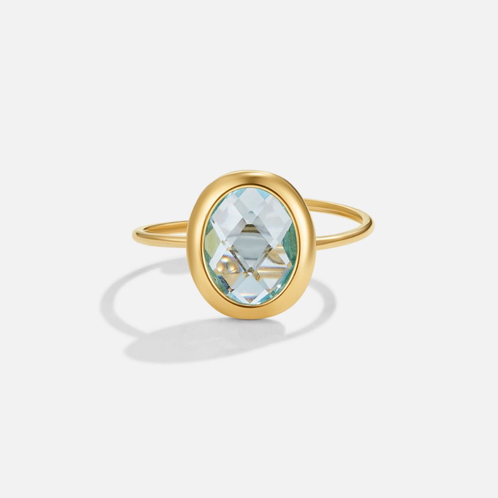 Bague Ajustable en Or avec Cristal Aquamarine