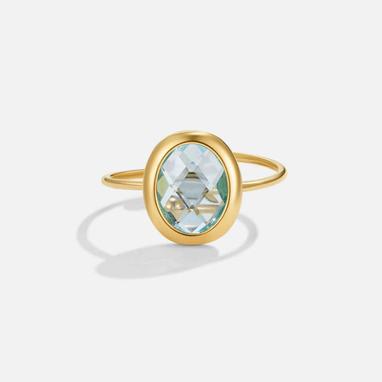 Bague Ajustable en Or avec Cristal Aquamarine