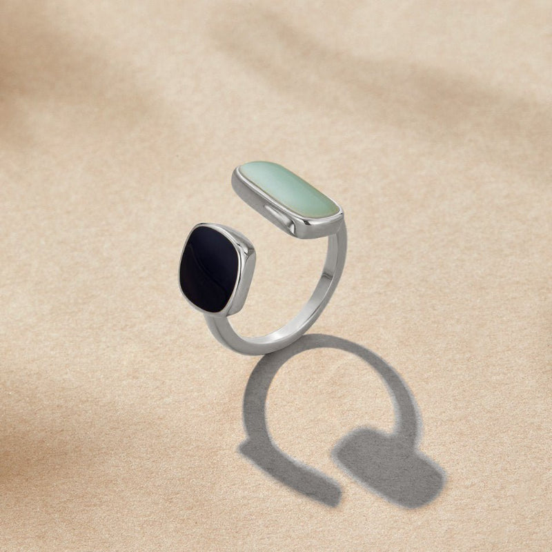 Bague en Argent avec Enveloppement en Aigue-Marine