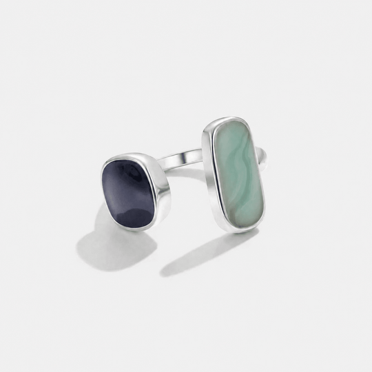 Bague en Argent avec Enveloppement en Aigue-Marine