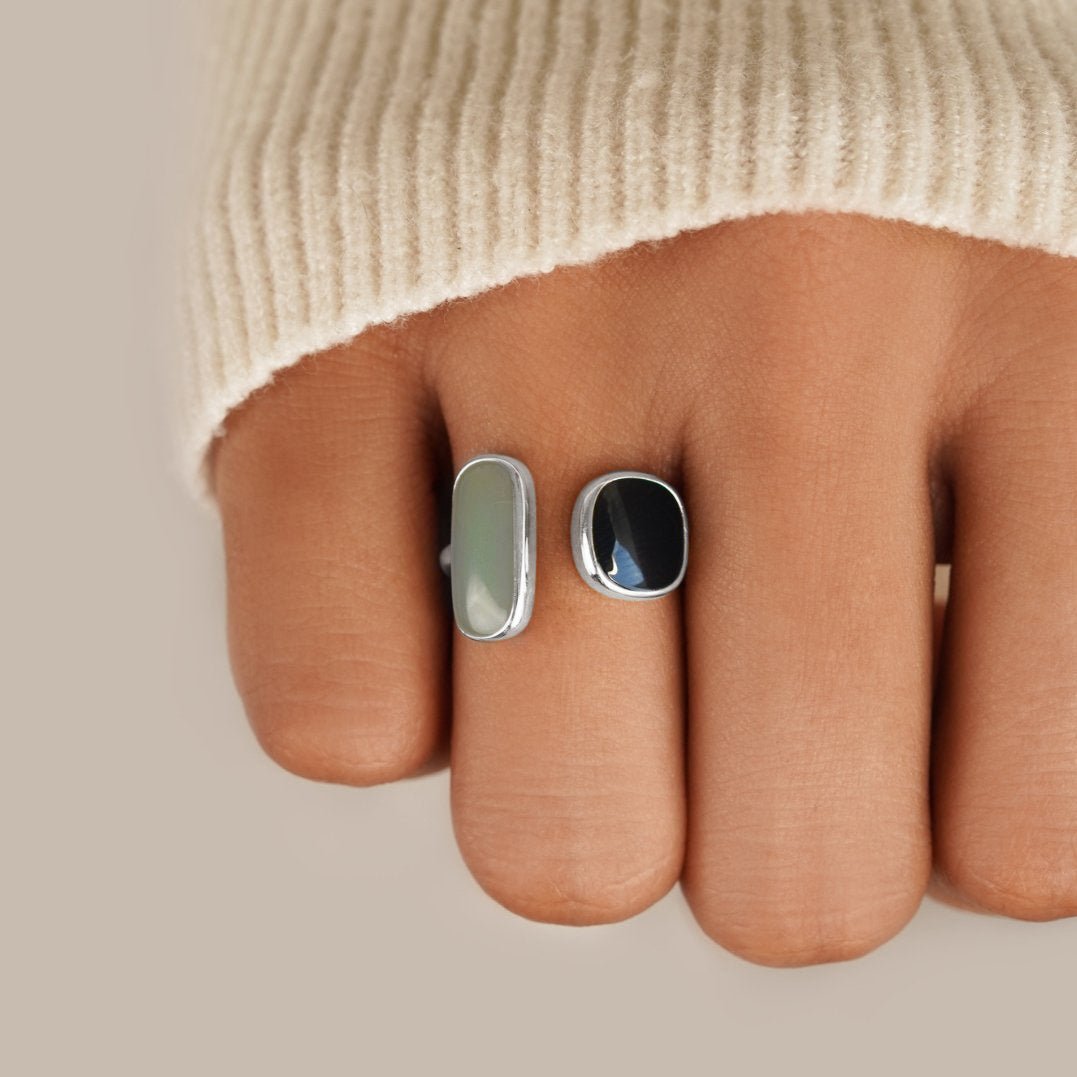 Bague en Argent avec Enveloppement en Aigue-Marine