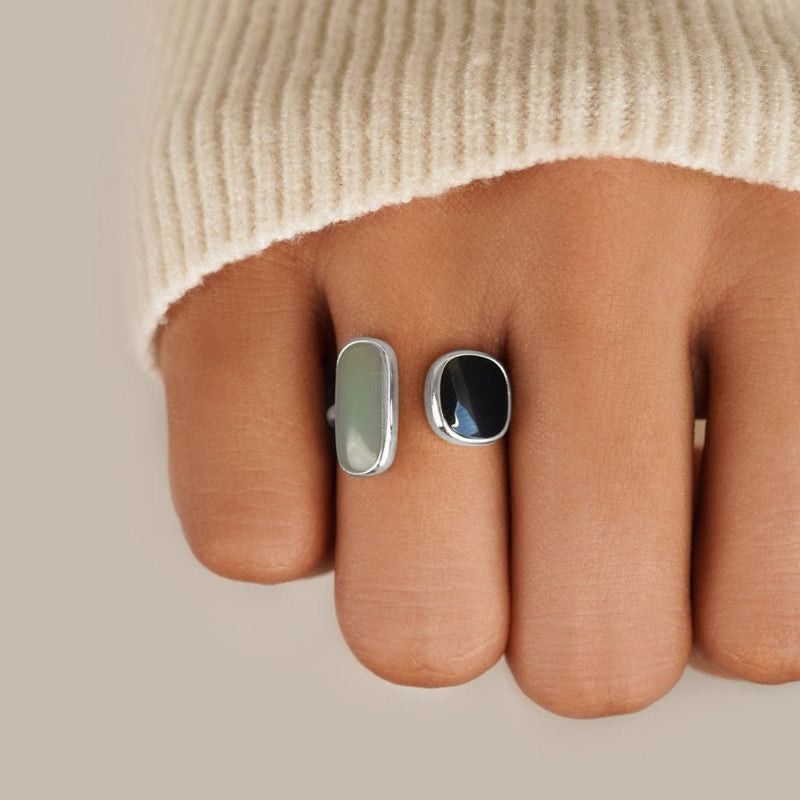 Bague en Argent avec Enveloppement en Aigue-Marine