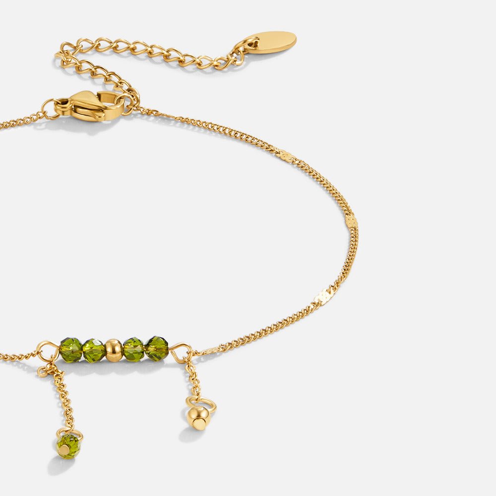 Bracelet de cheville à pompon en perles vertes Arizona