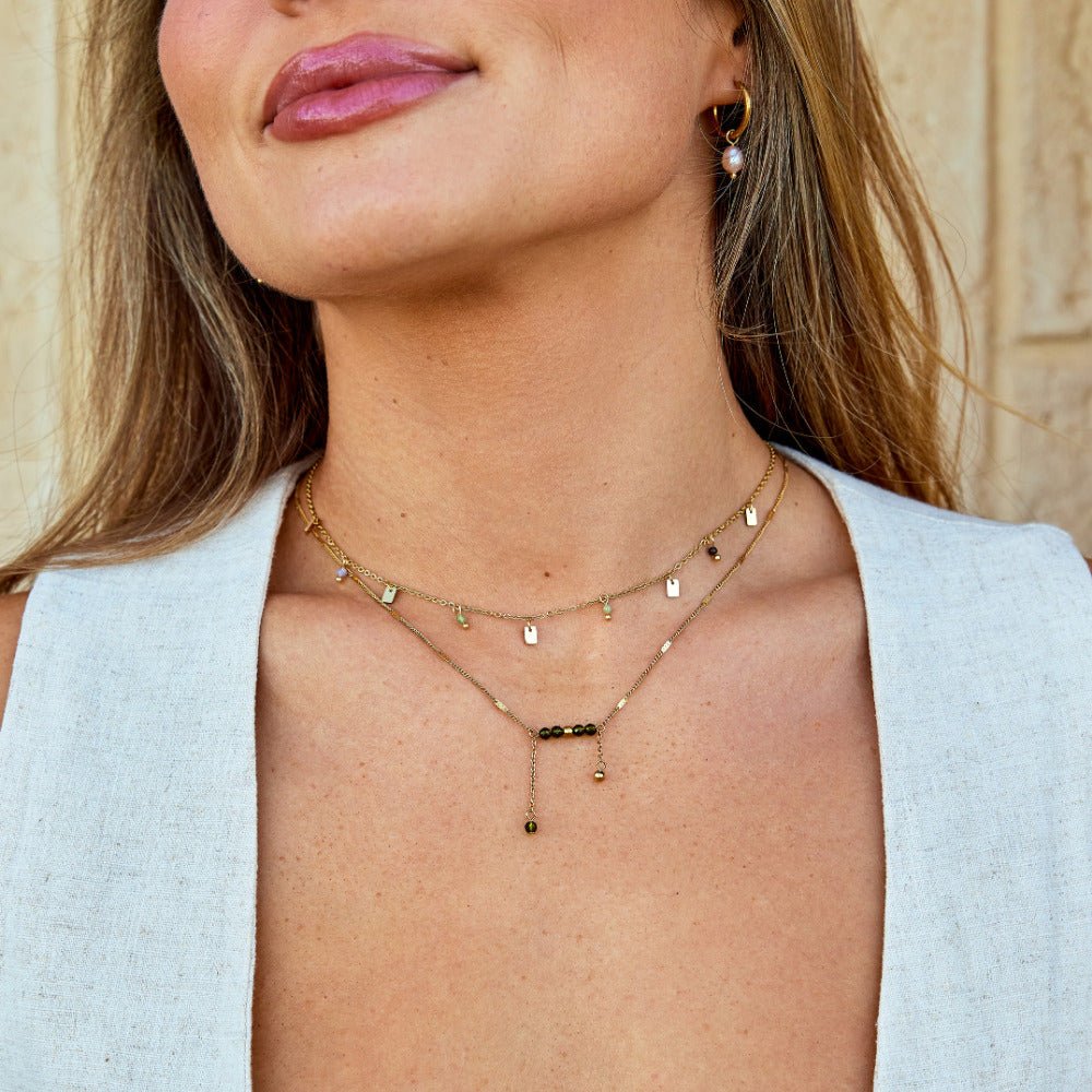 Collier à franges en perles vertes Arizona